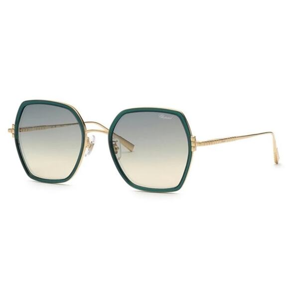 New! Chopard SCHL02V 300K Women Sunglasses in Forest Green and Gold, Authentic main image 8